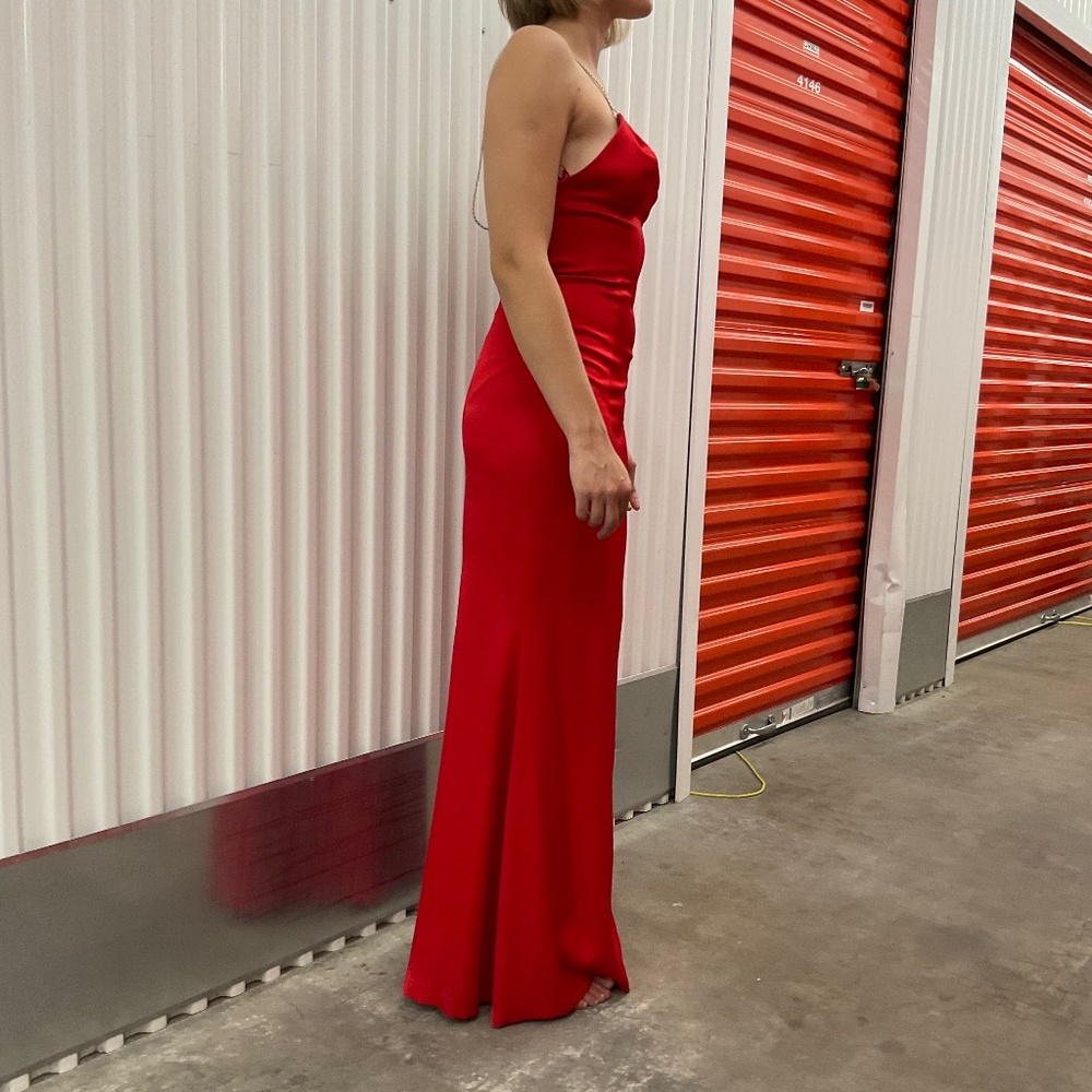 90s Red n Rhinestone Mermaid Princess Cut Evening Gown